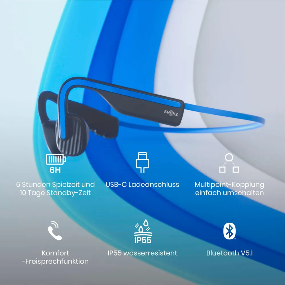 Shokz OpenMove Blue Knochenschall-Sportkopfhörer Bluetooth Open-Ear