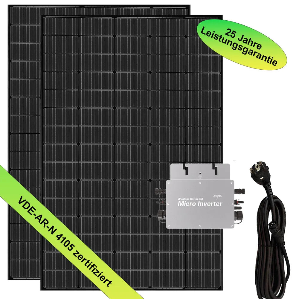 Hyrican Balkonkraftwerk, 600W SmartMini-Wechselrichter, 2x Solarpanel 300W
