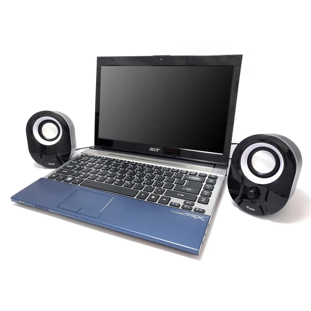 EQUIP 245333 Stereo-2.0-Speaker, Black/White [Black with white]
