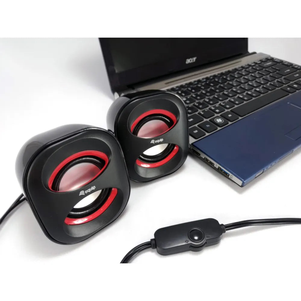 EQUIP 245331 Mini USB-Speaker, Black/Red [Black and Red]