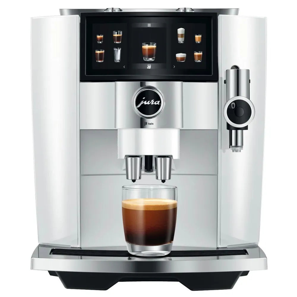 JURA J8 twin Diamond White Automatic Coffee Machine incl.. Gratis 0,6 Liter Cool Control 24237 (EA) White Milchkühler