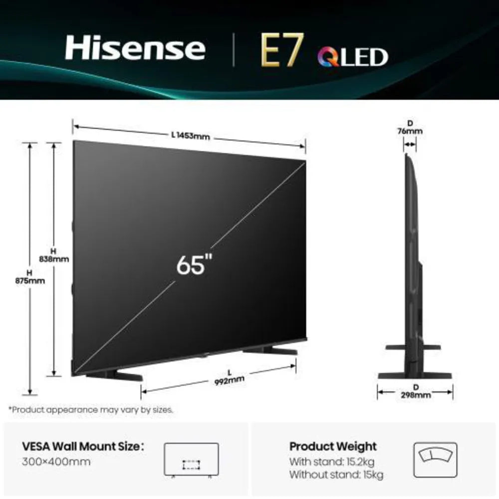Hisense 65E77Q 164cm 65" 4K QLED Smart TV TV