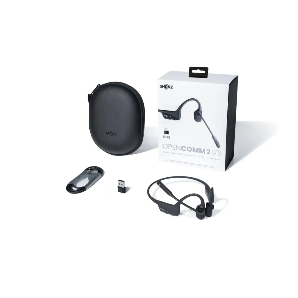 Shokz OpenComm2 2025 UC Knochenschall-Headset black incl.. USB-A Dongle