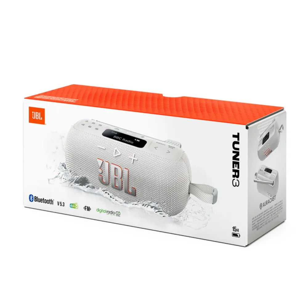 JBL Tuner 3 Bluetooth-Speaker with FM/DAB-Tuner white IP67 Auracast