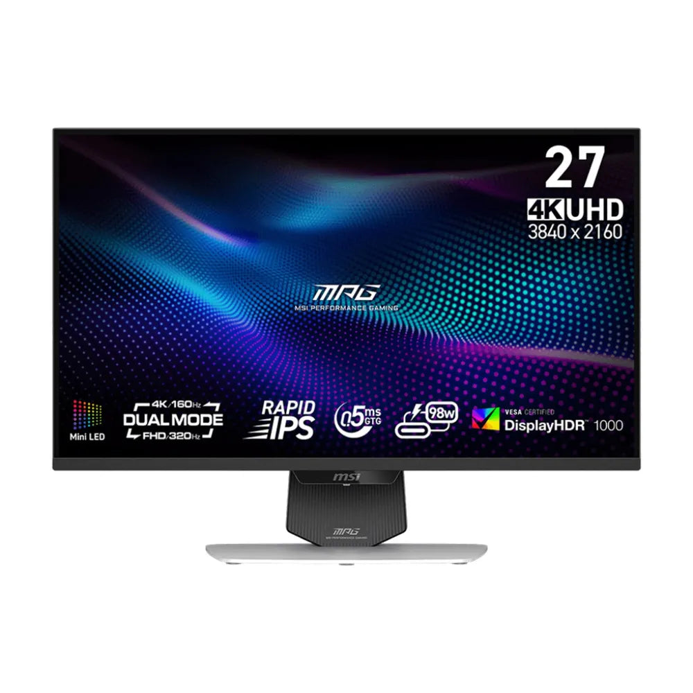 MSI MPG 274URDFWDE E16M 27 inch 4K (UHD) DualMode Rapid IPS miniLED Gaming Monitor 160Hz/320Hz 16:9 DP/HDMI/USB-C PD98W