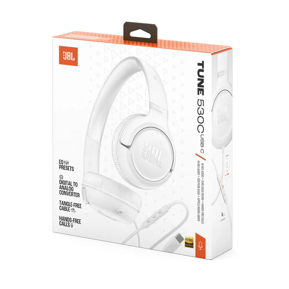 JBL TUNE 530C - USB-C kabelgebandener On-Ear-Headphones Microphone white