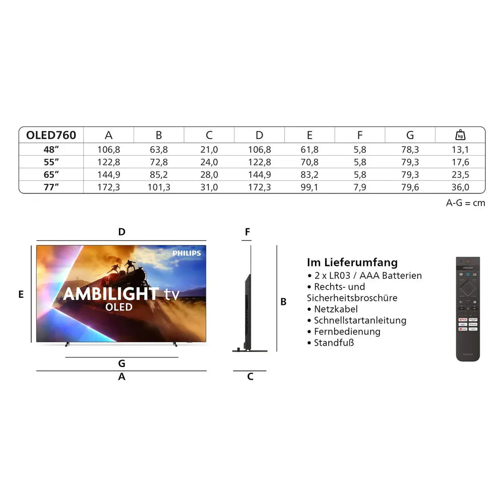 Philips 55OLED760/12 139cm 55" 4K OLED 120 Hz Ambilight Smart TV TV