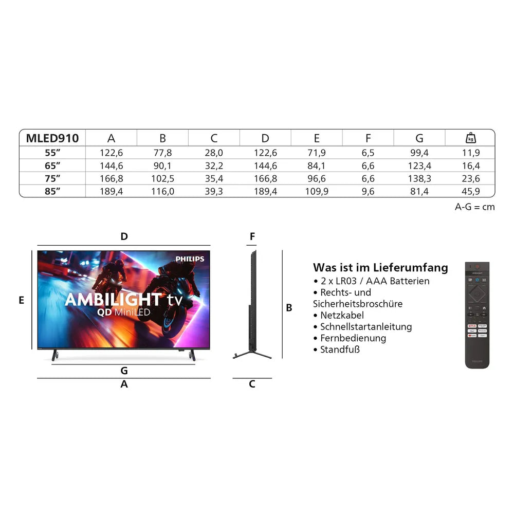 Philips 65MLED910/12 164cm 65" 4K miniLED Ambilight Smart TV TV