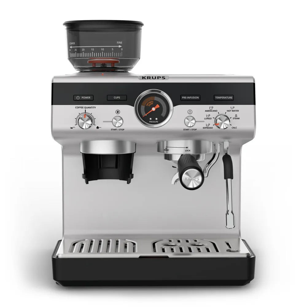 Krups XP801T Precision Siebträgermaschine 1550 Watt Black Stainless Steel