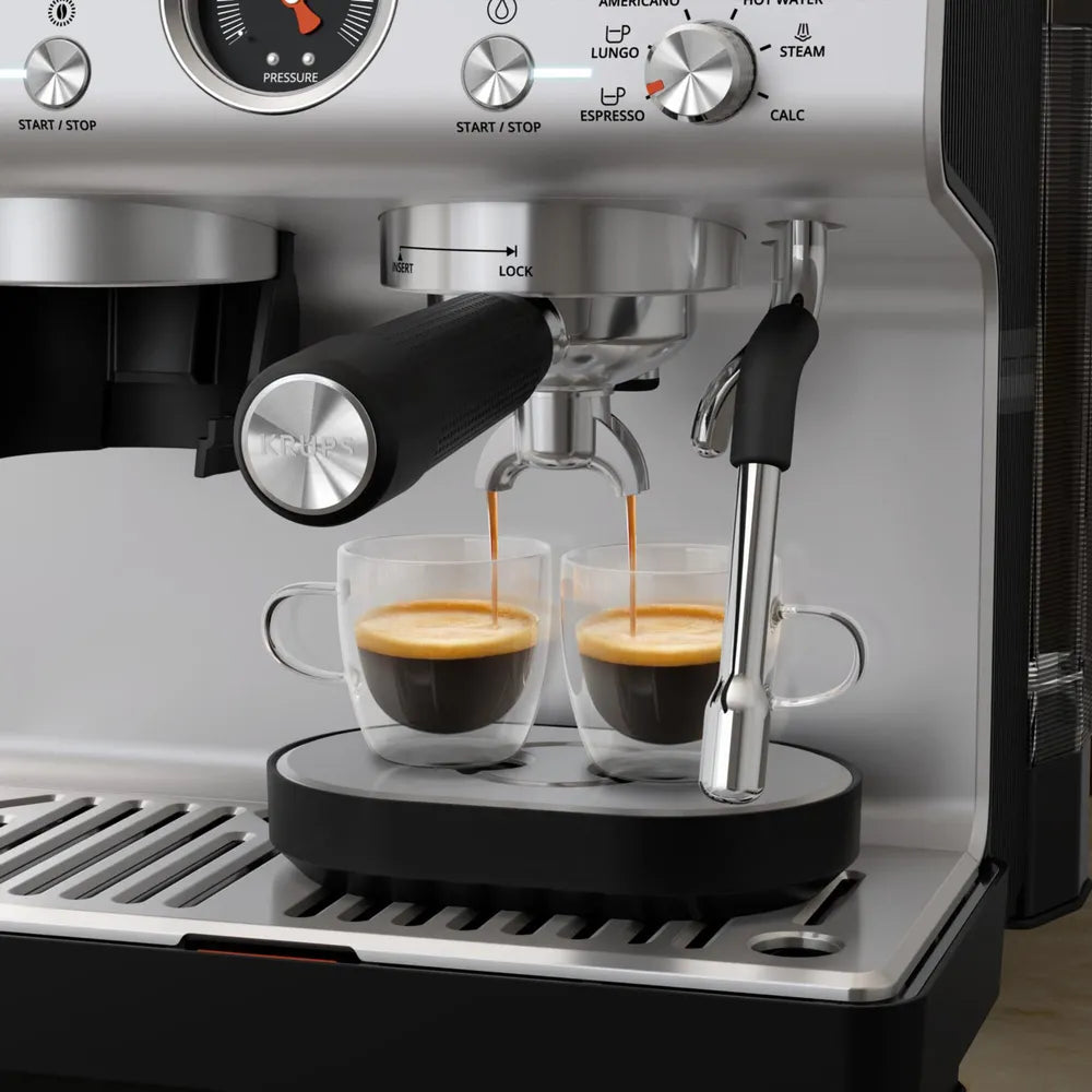 Krups XP801T Precision Siebträgermaschine 1550 Watt Black Stainless Steel