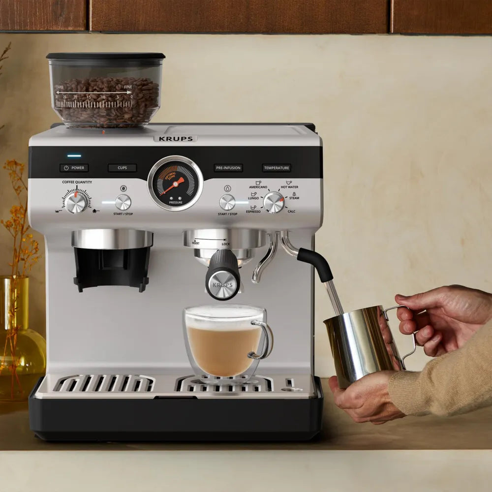 Krups XP801T Precision Siebträgermaschine 1550 Watt Black Stainless Steel