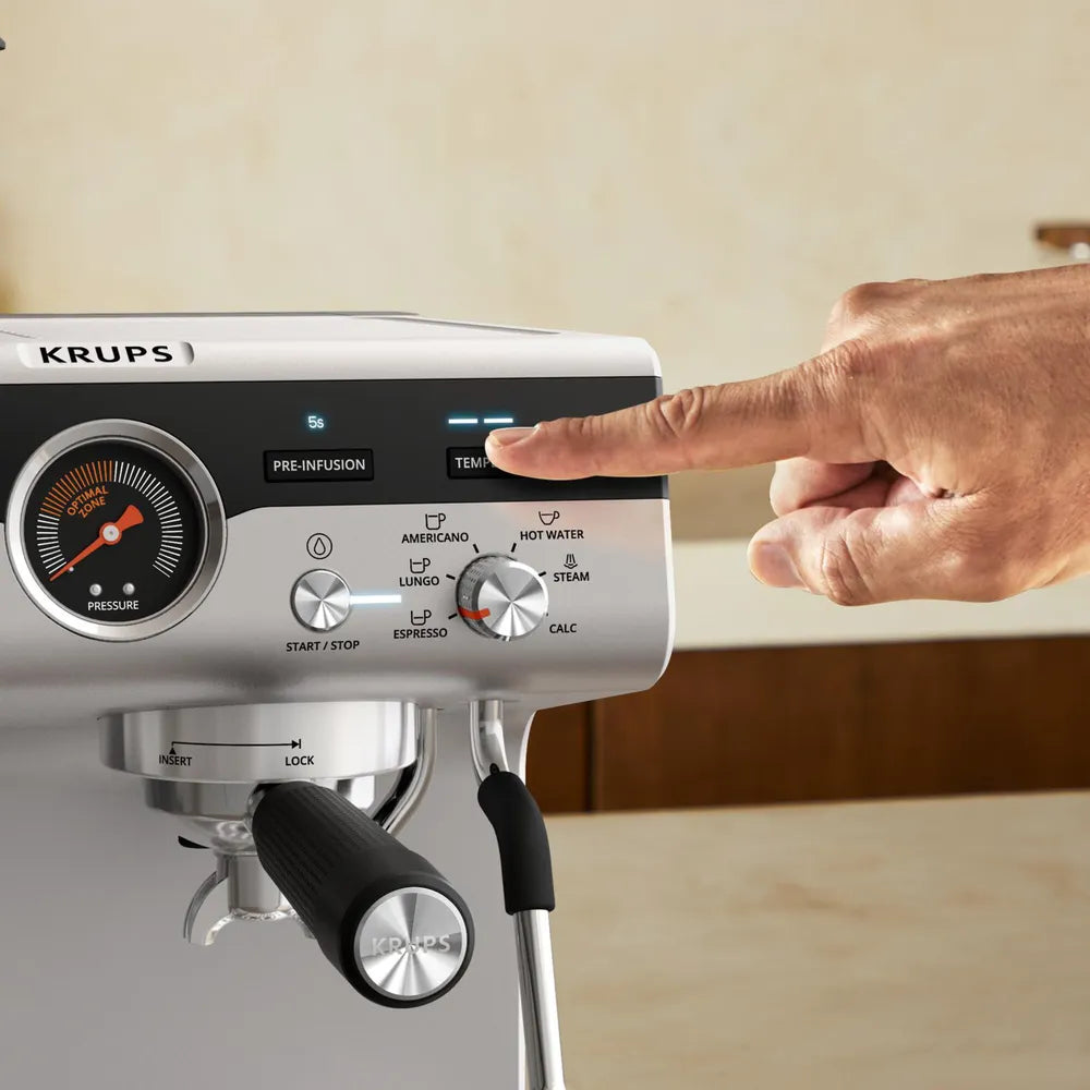 Krups XP801T Precision Siebträgermaschine 1550 Watt Black Stainless Steel
