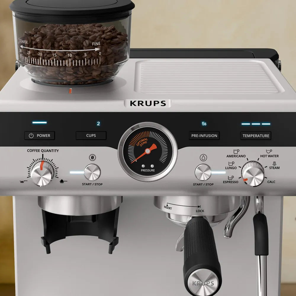 Krups XP801T Precision Siebträgermaschine 1550 Watt Black Stainless Steel