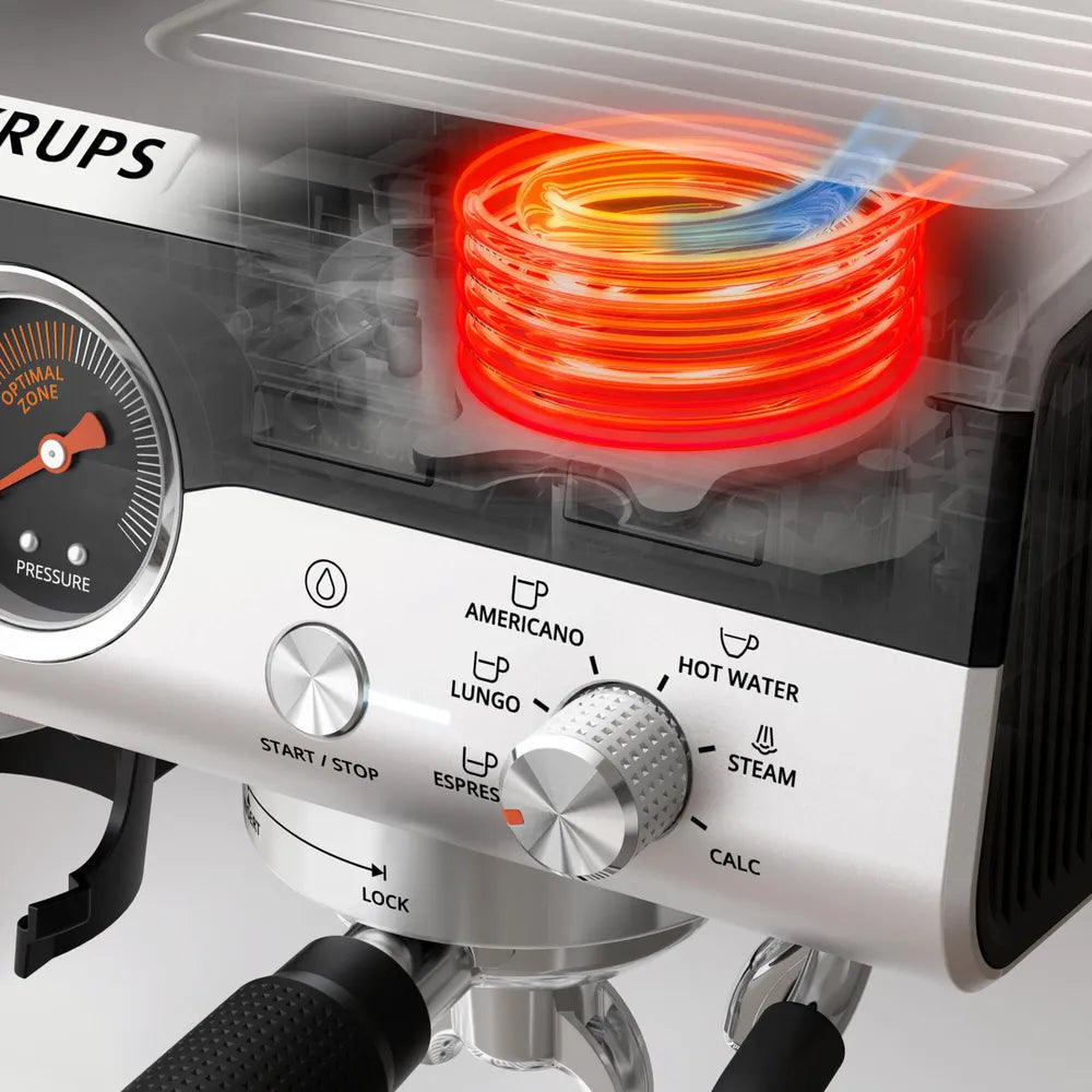 Krups XP801T Precision Siebträgermaschine 1550 Watt Black Stainless Steel