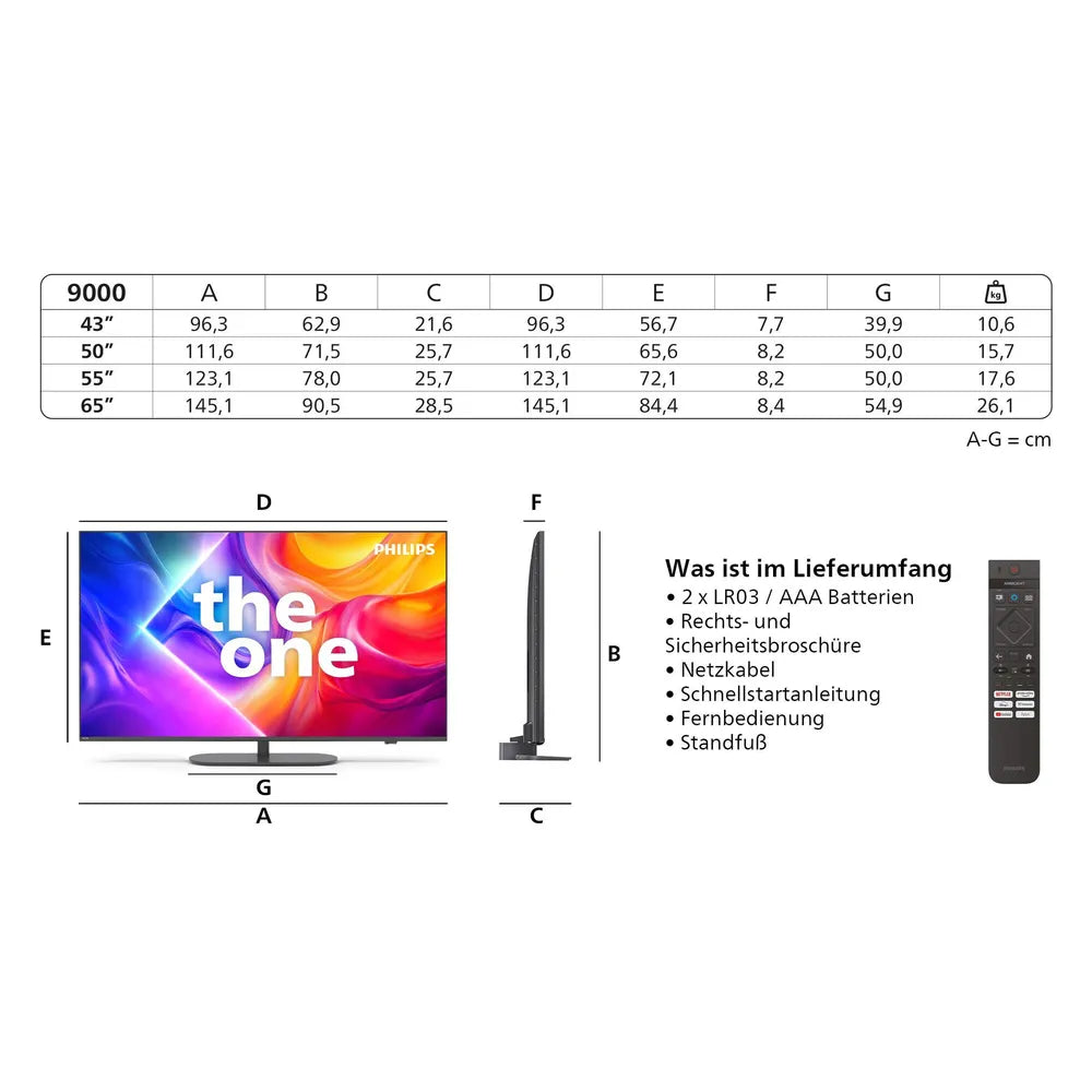 Philips 75PUS9000/12 189cm 75" The One 4K Ambilight TV
