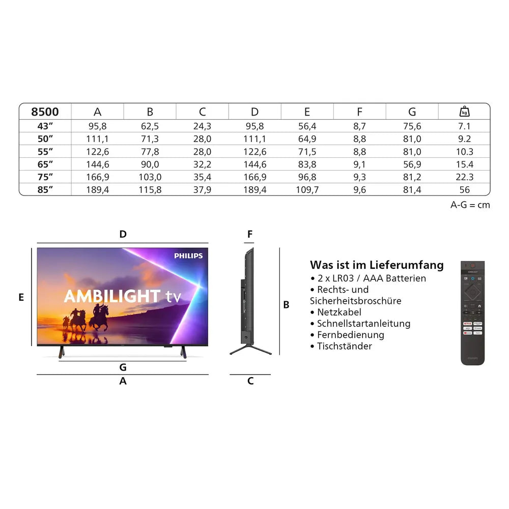 Philips 65PUS8500/12 164cm 65" 4K Ambilight TV