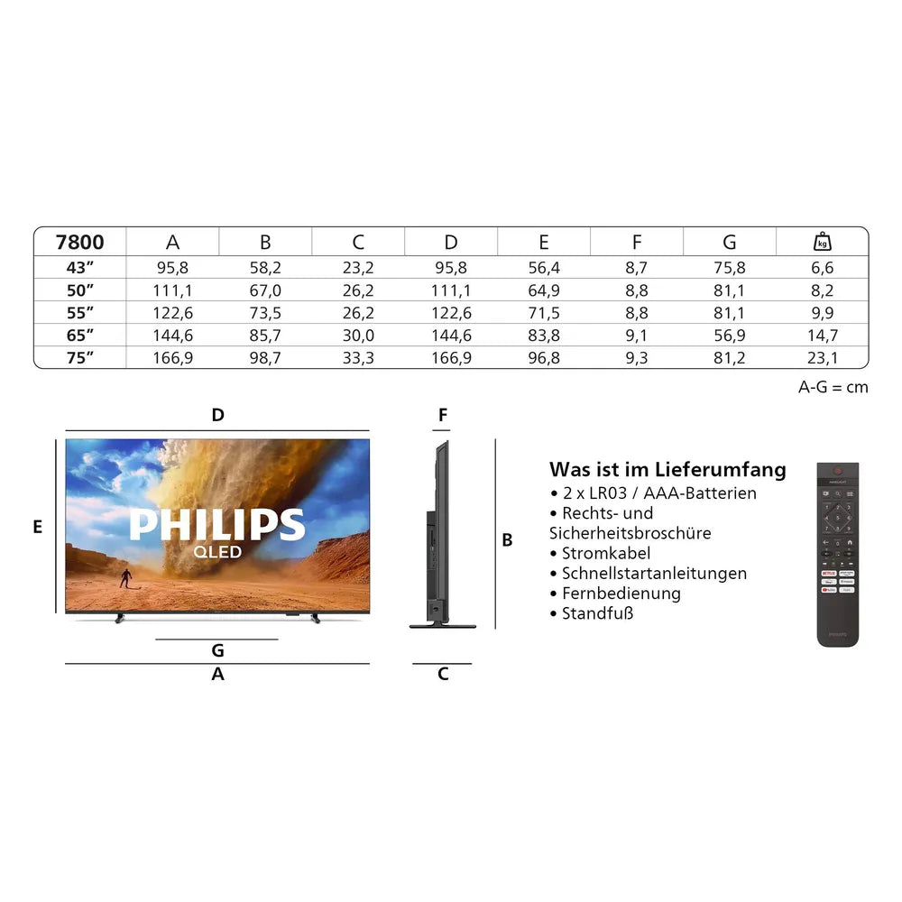 Philips 55PUS7800/12 139cm 55" QLED 4K TV