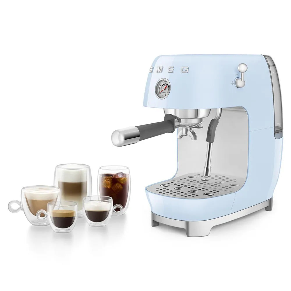 SMEG ECF03PBEU 50's Style Premium-Siebträger-Espresso Machine Pastellblue