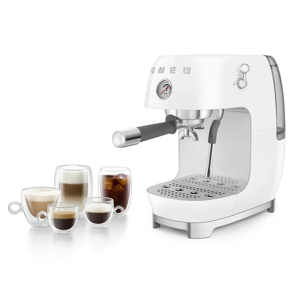 SMEG ECF03WHEU 50's Style Premium-Siebträger-Espresso Machine White