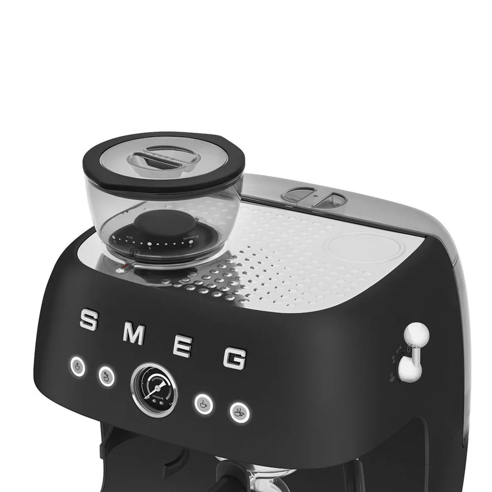 SMEG EGF03BLMEU 50s Style Siebträgermaschine with Kaffeemühle Black