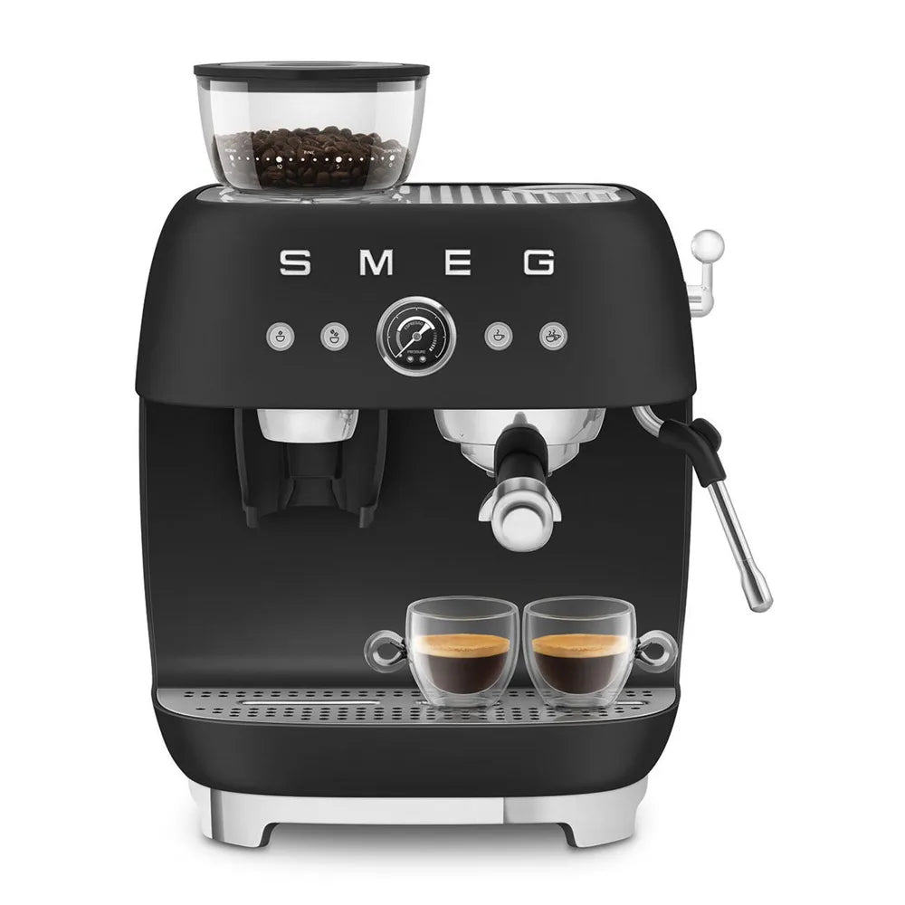 SMEG EGF03BLMEU 50s Style Siebträgermaschine with Kaffeemühle Black