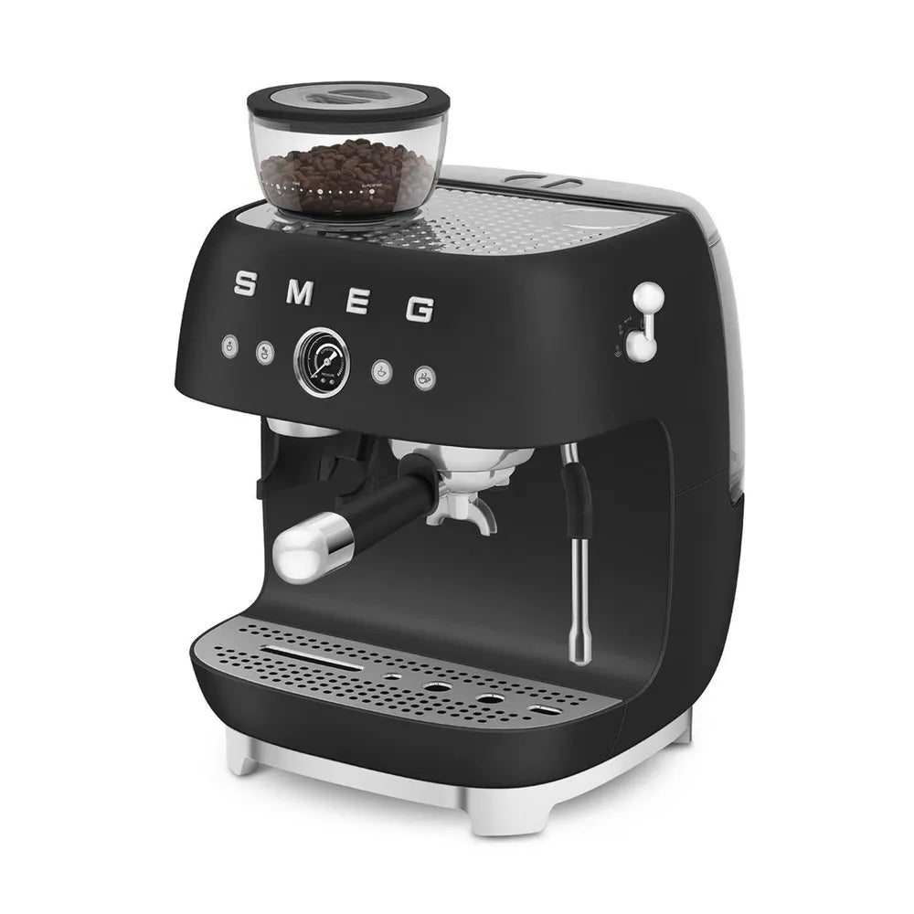 SMEG EGF03BLMEU 50s Style Siebträgermaschine with Kaffeemühle Black