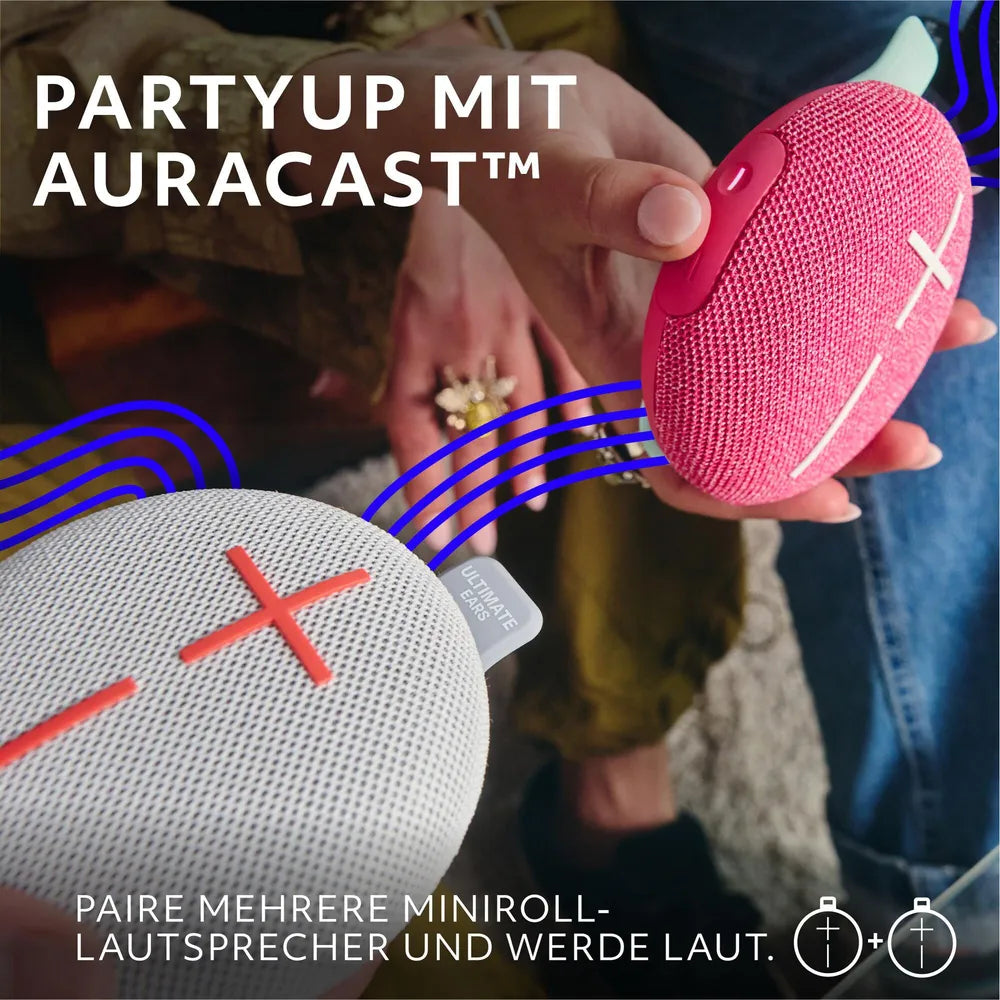 Ultimate Ears MINIROLL Gray, Mini Bluetooth Speaker (A2DP), PartyUp Function, IP67- certified