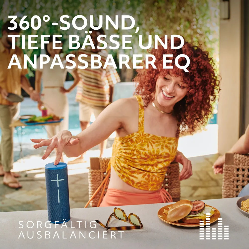 Ultimate Ears BOOM 4 Blue, Kompakter Bluetooth Speaker (A2DP), 360- Degree- Soand, PartyUp Function, IP67- certified