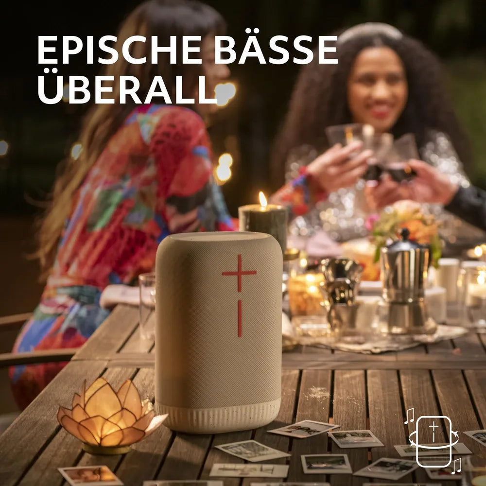 Ultimate Ears EPICBOOM White, Bluetooth Speaker (A2DP), 360- Degree-Soand, PartyUp Function, IP67- certified, anpassbarem/adaptiven EQ