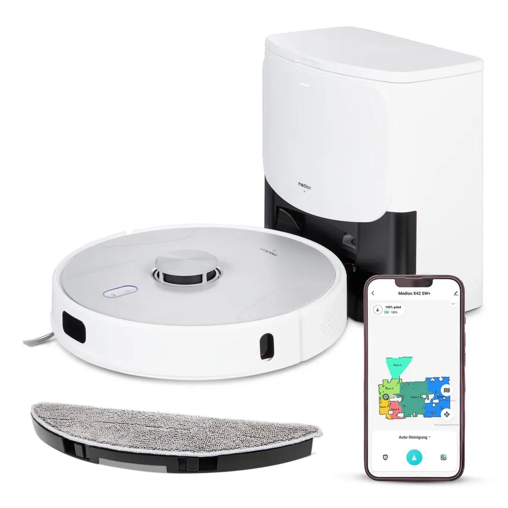 Medion MD120431 X42 SW+ Saug-Wischroboter with Lasernavigation and Absaugstation