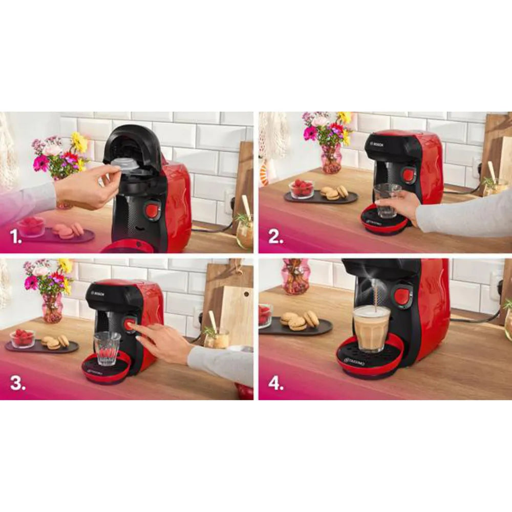 Bosch TAS103E TASSIMO Multi-Getränke-Automat HAPPY friendly just red