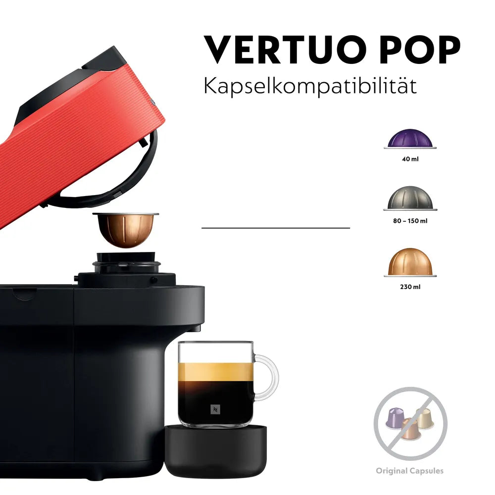 Coffee Capsule Machine Nespresso VERTUO POP von Krups XN9205 Spicy Red