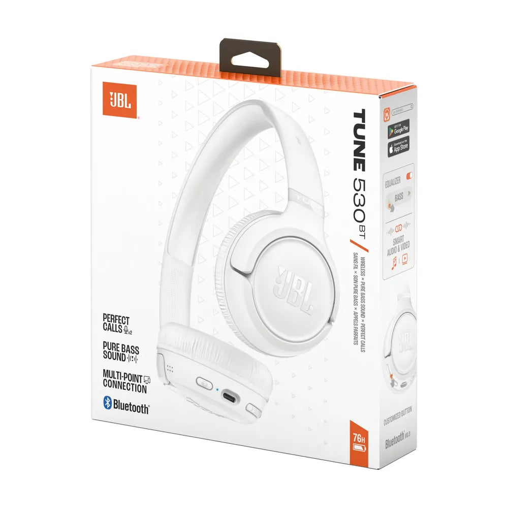 JBL TUNE 530BT On-Ear Bluetooth Headphones kabellos faltbar, white
