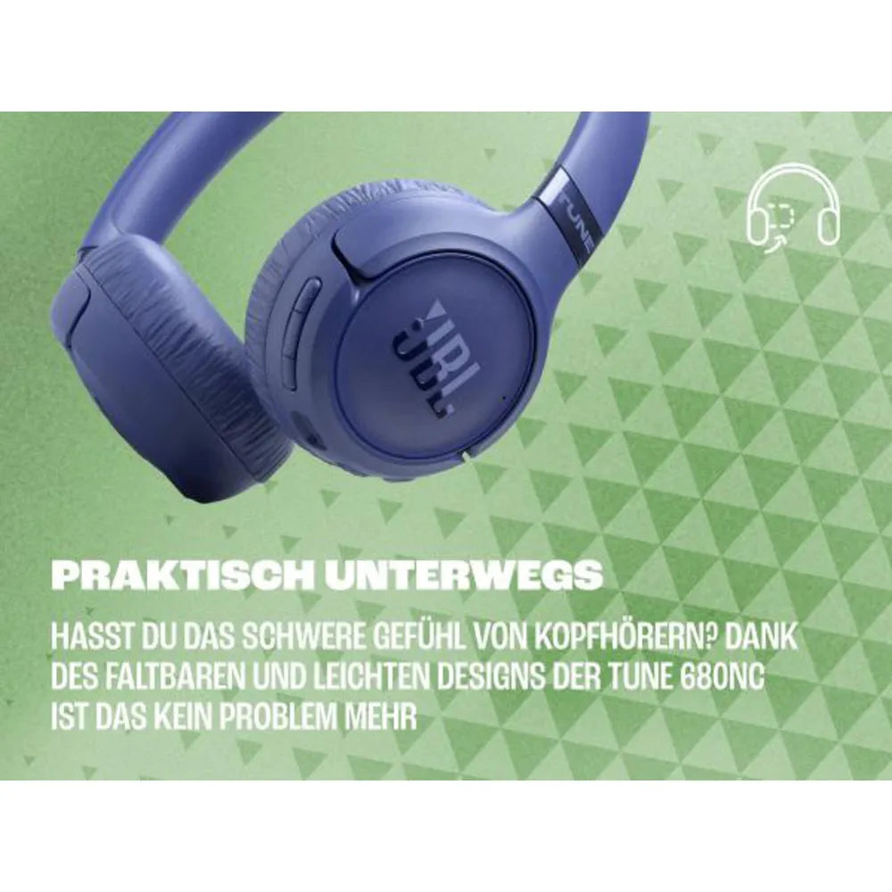 JBL Tune 680NC Noise Cancelling Bluetooth On-Ear Headphones blue