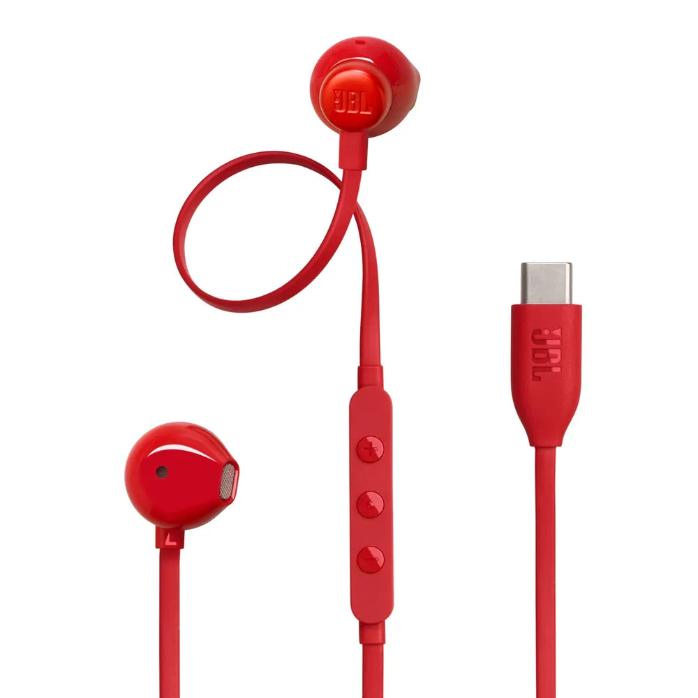 JBL Tune 305C, In-Ear Wired USB-C Headphone High Resolution, red