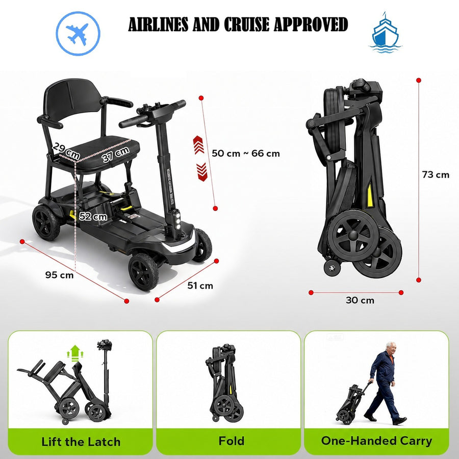 YL-985S Folding Mobility Scooter, Lightweight, 12 Mile Range