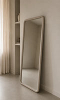 Mia Rechthoekige Spiegel - Japandi Hout – Taupe – 200×100 cm